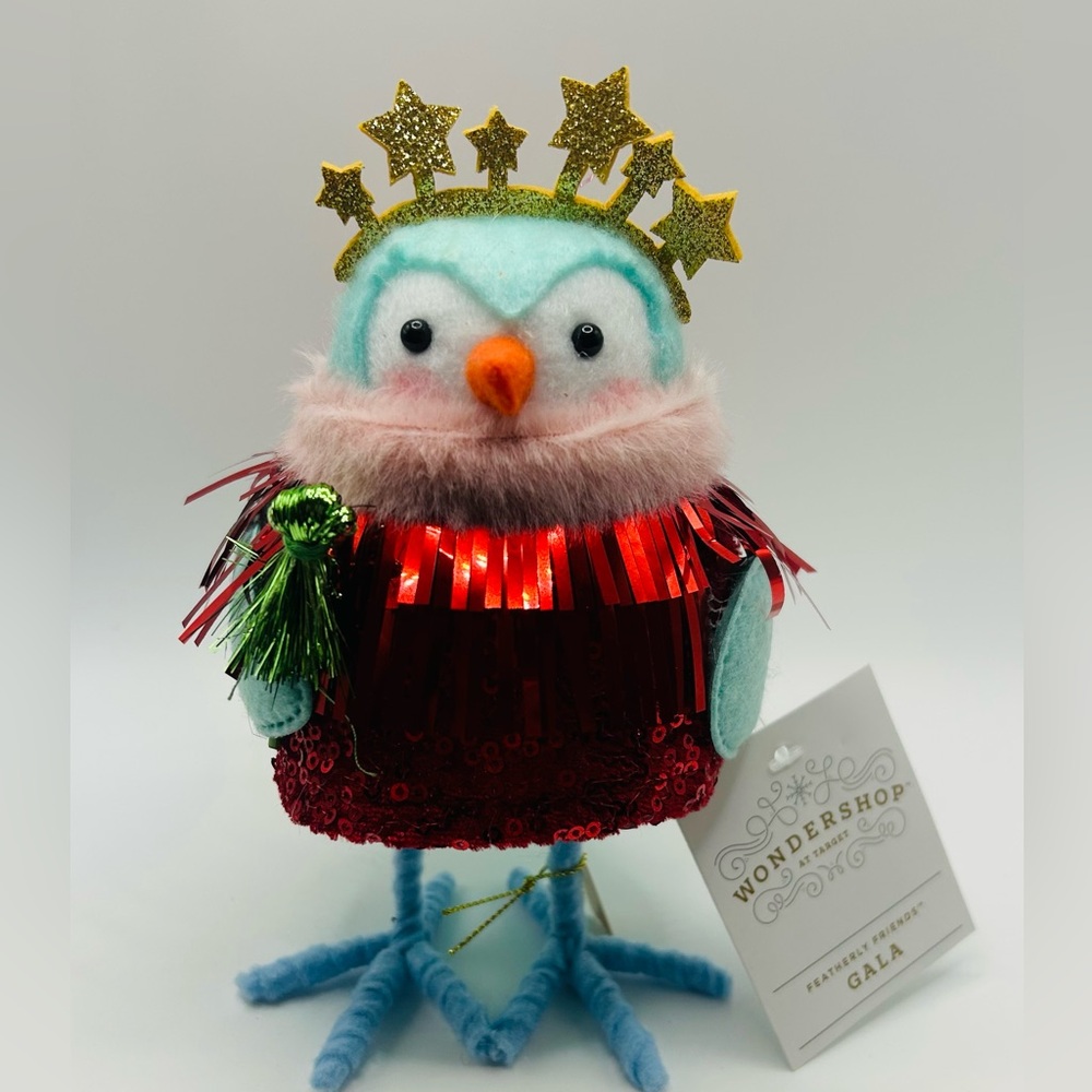 Wondershop Festive Bird Ornament with Gold Star Crown Featherly Friends Gala